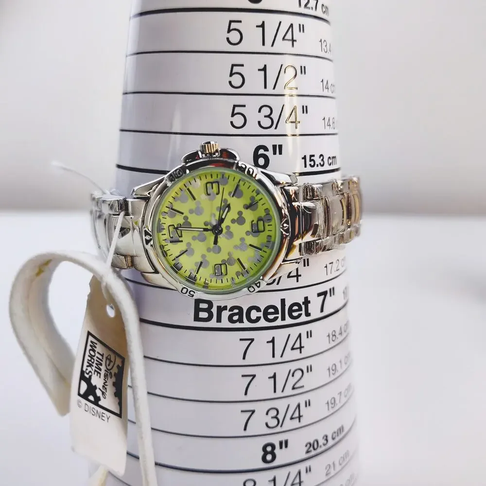Disney Mickey Mouse Metal Band Watch Silver Face NIB